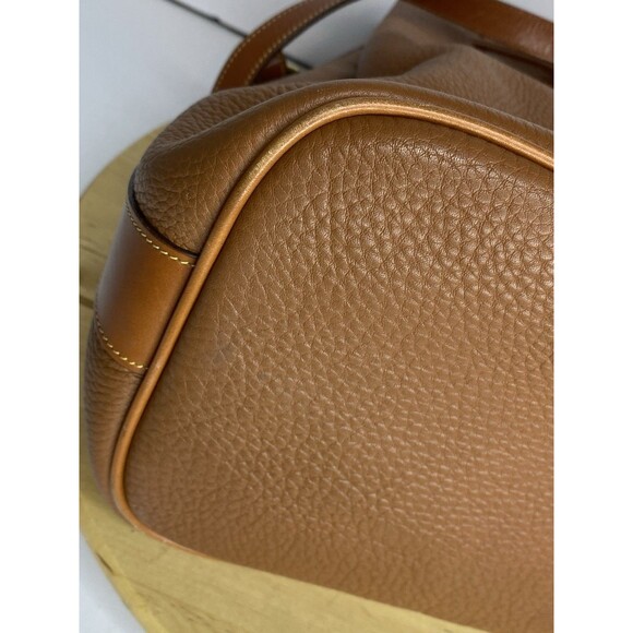 Dooney Bourke Large Leather Boho Bucket Bag Brown Tan Drawstring Crossbody - Picture 11 of 16